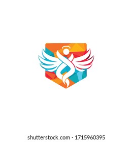 Abstract Angel Vector Logo Design. Represents the Concept of religion, kindness and charity.