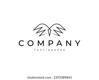abstract angel wings line style logo design