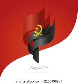Abstract Angola 3D wavy flag red yellow back modern ribbon strip logo icon abstract background vector