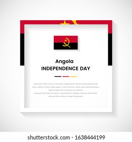 Abstract Angola flag square frame stock illustration. Classic country frame with text for Independence day of Angola.