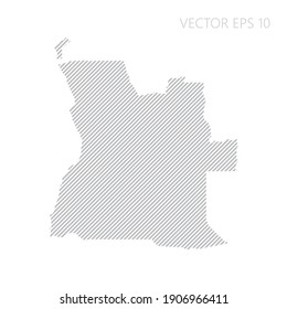 Abstract Angola map with gray diagonal lines. Angola stripes map. Vector illustration EPS10.