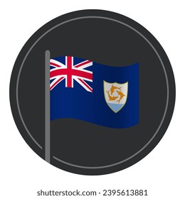 Abstract Anguilla Flag Flat Icon in Circle Isolated on White Background