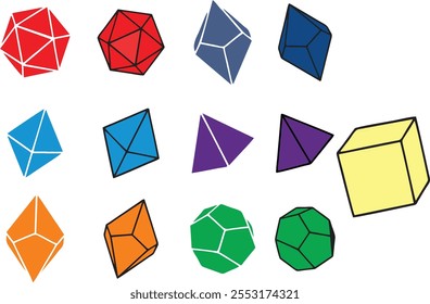 Abstract angular asymmetrical shapes. Geometric isometric elements in 3d. Editable three dimensional objects for online teaching of math and geometry. Poster or banner designing. eps 10.