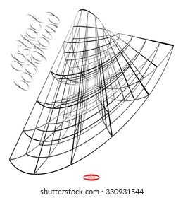 abstract angular black white pattern with cube. vector illustration