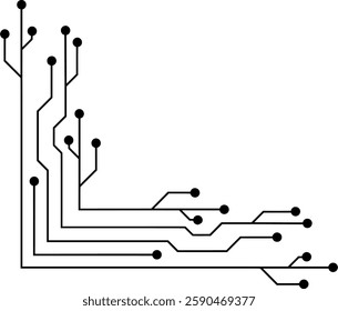 Abstract angular corner-shaped pattern representing electronic circuit pathways and technology networks