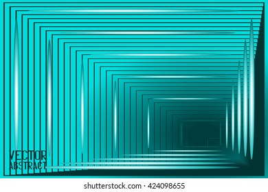 Abstract Angular Dark Background. Turquoise Line with Azure Lighting. Vector Illustration