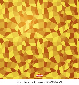 abstract angular dark beige pattern with sand texture with cream quadrangle with brown line on golden background. vector illustration