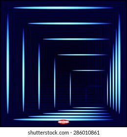 abstract angular dark blue pattern with cyan lighting with turquoise line on dark background. vector illustration