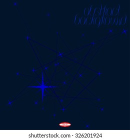 abstract angular dark blue pattern with aqua stars with aquamarine line on dark background. vector illustration