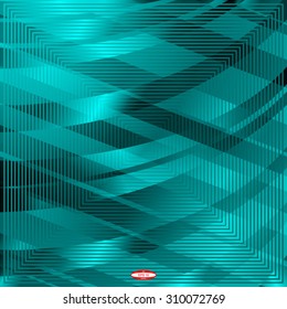 abstract angular dark cyan pattern with aqua texture with abstract turquoise curve with rhombus with abstract blue line on slate background. vector illustration