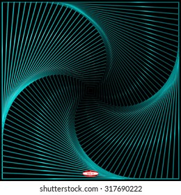 abstract angular dark cyan pattern with curve turquoise texture with aqua stairs with azure line on black background. vector illustration