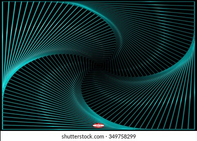 abstract angular dark cyan pattern with curve turquoise texture with aqua stairs with azure line on black background. vector illustration