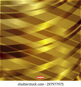 abstract angular dark golden pattern with amber texture with abstract cream curve with rhombus with abstract beige line on brown background. vector illustration