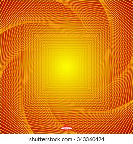 abstract angular dark orange pattern with curve goldenrod structure texture with yellow stairs isolated on beige background. vector illustration