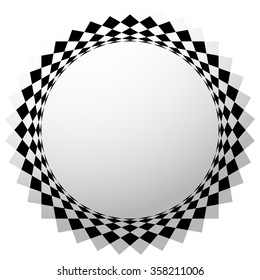 Abstract angular, edgy and radial element. Monochrome, grayscale vector graphic