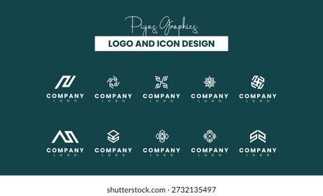 Ícones abstratos de logotipo angular para marcas