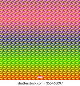 abstract angular pattern with colorful stars isolated on rainbow background. vector illustration
