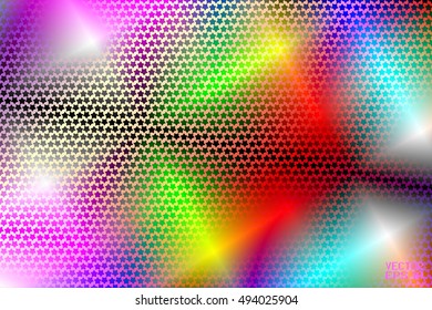 Abstract Angular Pattern with Colorful Stars. Rainbow Poster for Your Celebratory Design. Vector Illustration