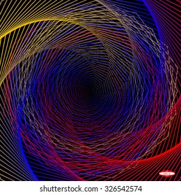 abstract angular rainbow pattern with colorful texture with scenic stairs with red line on black background. vector illustration