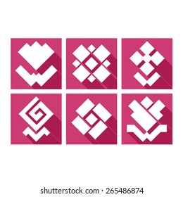 abstract angular vector floral icons