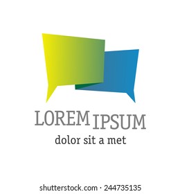 Abstract angular vector logo design template. Speech bubble chat icon.