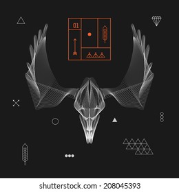 Abstract animal background line art. Skull. Antlers. Vector. Isolated.