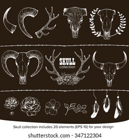 Abstract animal background line art. Set for your design