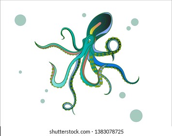 Abstract animal character, Vector drawing Kraken, creative design illustration digital painting brush isolate on white background for decoration graphic design&artwork elemental, abstract art concept