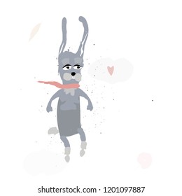 Abstract animal character. Vector flat illustration. Rabbit. 