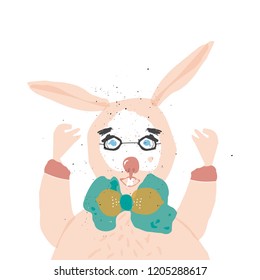 Abstract animal character. Vector flat illustration. Rabbit. 