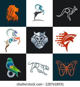 Abstract Animal Collection Modern Sophisticated Logo Stock Vector ...