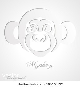 Abstract  animal Greeting card with monkey. Trendy Design Template. Vector Version