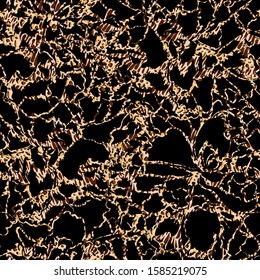 Abstract animal leopard style vector seamless pattern. Spotted brown contours like animal skin on black background. Mottled template for design, textile, wallpaper, carton, ceramic tiles.