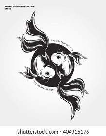 logotipo de animales abstractos. Hipster estampado de animales salvajes para camisetas y otras prendas. Diferencia de iconos - Peces, Koi, Yin Yang