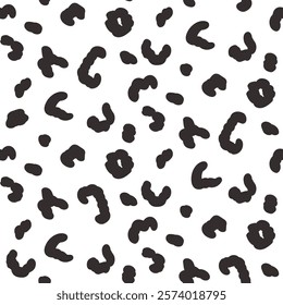 Abstract animal monochrome seamless pattern. Uneven lines print allover background. Jaguar fur continuous vector hand drawn ornament. Surface pattern design camouflage motif.