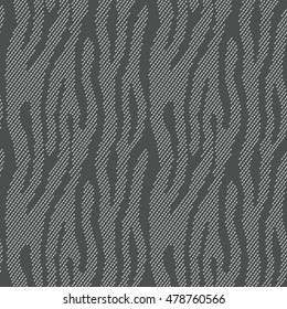Abstract animal print. Seamless vector pattern with zebra/tiger stripes. Textile repeating animal fur background. Halftone stripes endless background.