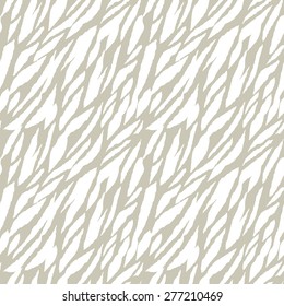 Abstract animal print white seamless pattern. Zebra, tiger stripes, lines. Striped repeating background texture. Cloth design. Wallpaper, wrapping