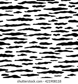 Abstract animal print white seamless pattern. Zebra, tiger stripes, lines. Striped repeating background texture.