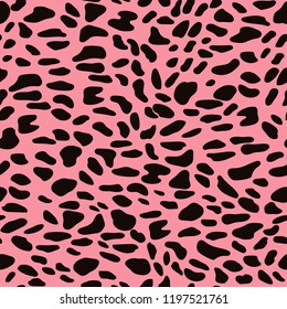 abstract animal seamless pattern, black spots on pink