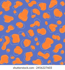 Abstract animal seamless pattern. Collection of bright print skin. Orange blue color predators camouflage. Printable background. Vector illustration wallpaper.