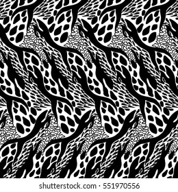 Abstract animal skin background, vector with black and white