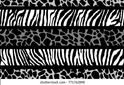 Abstract animal skin background, vector with black, grey  and white