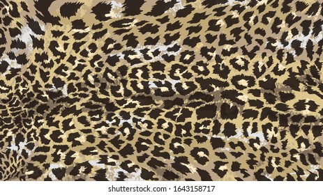 Abstract animal skin leopard pattern design. Jaguar, leopard, cheetah, panther fur. Colored camouflage background. Vector illustration. Isolated on brown background.