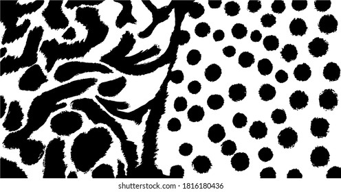 Resumen de diseño de patrones de leopardo de piel animal. Jaguar, leopardo, chita, piel de pantera. Fondo blanco y negro.