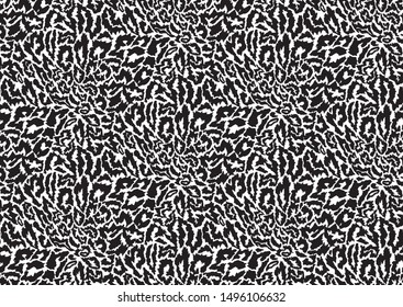 Abstract animal skin leopard seamless pattern design. Jaguar, leopard, cheetah, panther fur. Black and white seamless camouflage background.