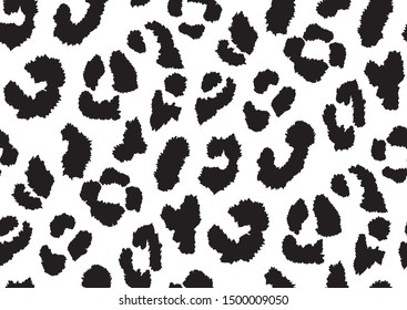 Abstract animal skin leopard seamless pattern design. Jaguar, leopard, cheetah, panther fur. Black and white seamless camouflage background.