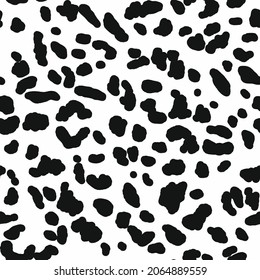 Abstract animal skin, leopard seamless pattern. Jaguar or cheetah fur. Black and white seamless camouflage background. Vector
