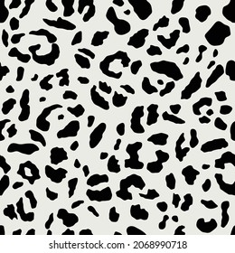 Abstract animal skin, leopard seamless pattern. Jaguar or cheetah fur. Black and white seamless camouflage background. Vector