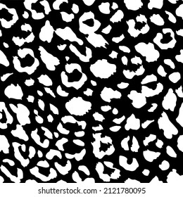Abstract animal skin leopard seamless pattern design. Jaguar, leopard, cheetah, panther fur. Black and white seamless camouflage background.