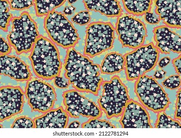 Abstract animal skin leopard seamless pattern design. Jaguar, leopard, cheetah, panther fur. Bold multicolor seamless camouflage background.